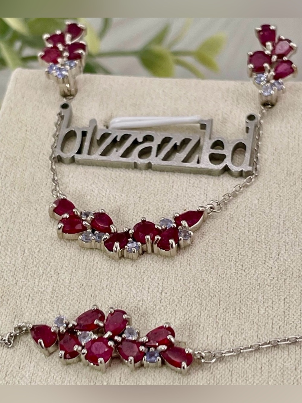 Ruby Tanzanite set‼️ Silver 925 Earrings Pendant Necklace bracelet